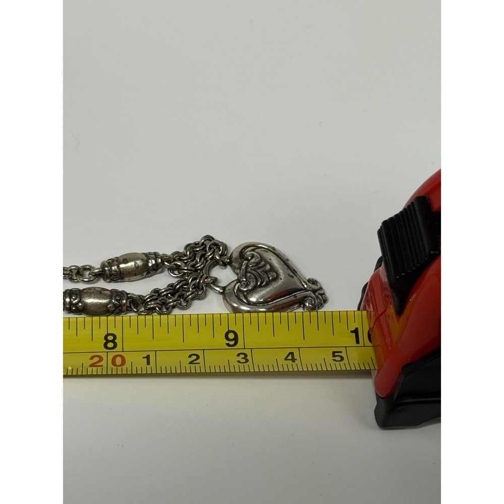 Vintage Brighton Blaire Heart Chain Pendant Necklace Silver Tone Adjustable - Picture 10 of 10